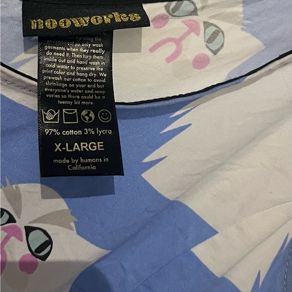 Nooworks Blue and White Cat Print Dress - Picture 2 of 3